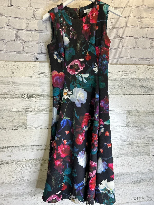 Dress Casual Midi By Calvin Klein In Floral Print, Size: Xs