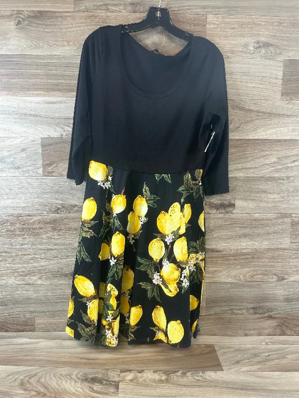 Dress Casual Midi By Clothes Mentor In Black & Yellow, Size: L